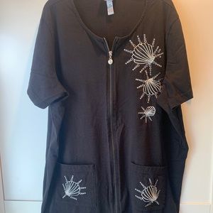 Cotton, zip front beach cover-up